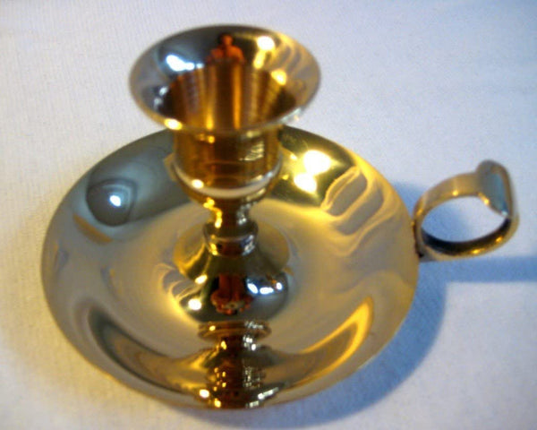 Englischer Kerzenständer- Kerzenhalter mit Tragering- Messing poliert