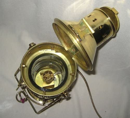 Große, massive Schiffslampe - Schiffsleuchte - Messing Höhe 48 cm, Ø 23 cm - elektrisch