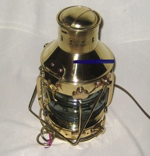 Große, massive Schiffslampe - Schiffsleuchte - Messing Höhe 48 cm, Ø 23 cm - elektrisch