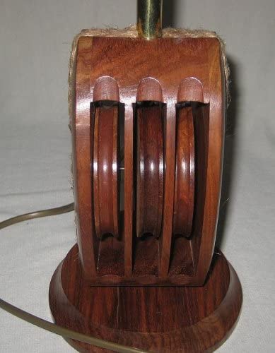 Maritime- Schiffslampe- Tischleuchte - H 52 cm- elektrisch - Holz/Messing/Tau