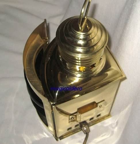 Schiffslampe -Schiffsleuchte -Signallampe- Messing H 23 cm- elektrisch 230V- rot