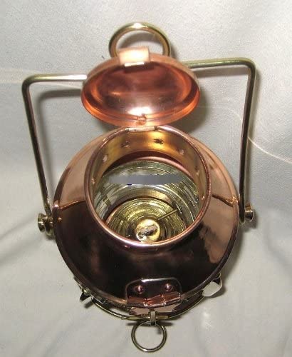 Große Petroleumlampe- Schiffslampe aus Kupfer und Messing