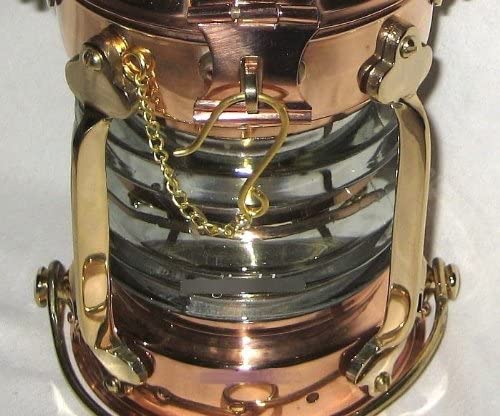 Sehr massive Petroleum- Schiffslampe - Schiffsleuchte - Kupfer/Messing H 24 cm