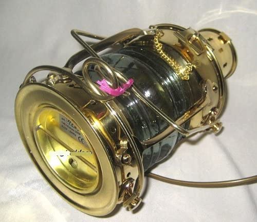 Große, massive Schiffslampe - Schiffsleuchte - Messing Höhe 48 cm, Ø 23 cm - elektrisch