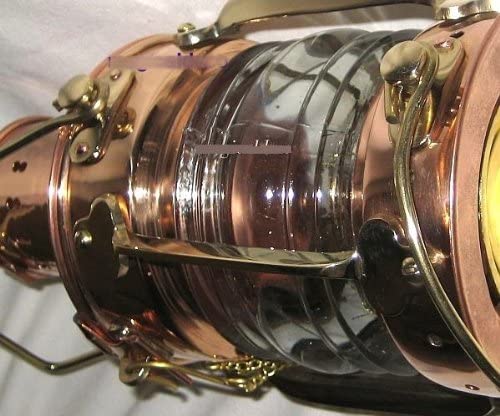 Sehr massive Petroleum- Schiffslampe - Schiffsleuchte - Kupfer/Messing H 24 cm