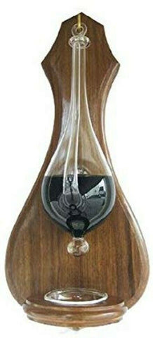 Wetterglas + Galileo/Glasthermometer auf Holz 37 cm