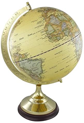 Edler Globus auf Holzstand H 35 cm- Messinggestell
