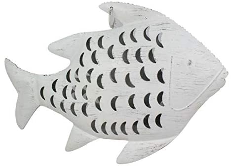 Shabby- Windlicht aus Eisen- Teelichthalter Fisch 46 cm