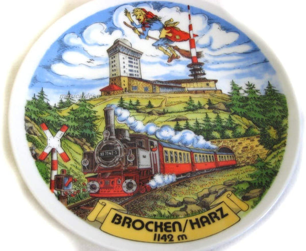 Porzellan Teller 19 cm - Brocken Harz- Schmalspurbahn, Brockenbahn, Dampflok