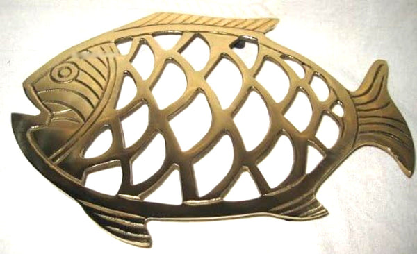 Massiver Untersetzer Fisch aus Messing- 23 cm