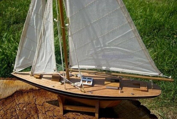 Große Yacht, Segelschiff, Schiffsmodel Segelyacht Holz Höhe 80 cm