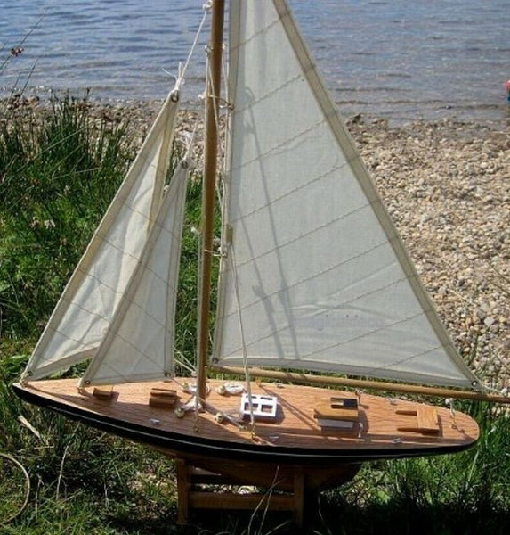 Große Yacht, Segelschiff, Schiffsmodel Segelyacht Holz Höhe 80 cm