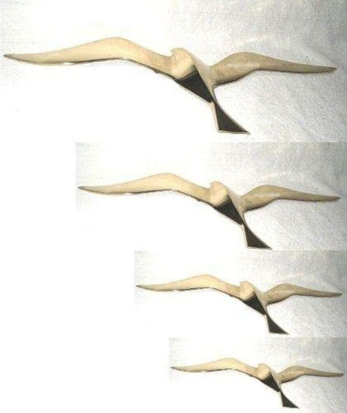 Möwen 15-50 cm- Wanddeko mit Aufhängeringen- aus Messing - 4 Stück