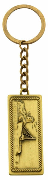 Maritimer Schlüsselanhänger- Messing antik- Schiffsmodell blau/weiß
