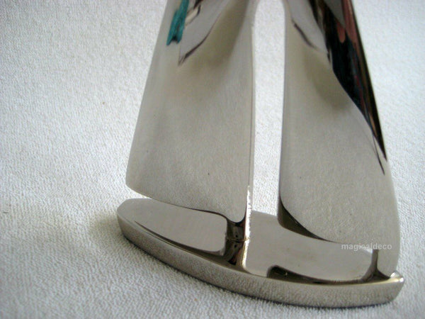 Dekoratives Schiffsmodell/Segler - Material massiv Messing, vernickelt 15 cm