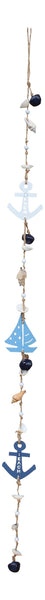 Lange Kordel/Wandhänger aus Holz/Metall/Resin, bemalt- maritime Dekoration