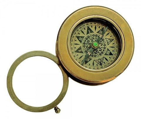 Kompass mit Lupe- Messing brüniert- Antikstil