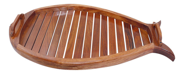 Tablett Fisch aus Holz mit Tragegriffen 65 cm