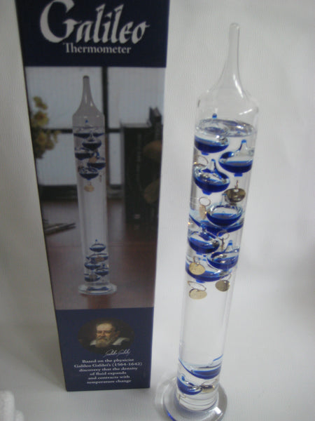 Großes Galileo Thermometer im Glaszylinder 44 cm- 10 Kugeln