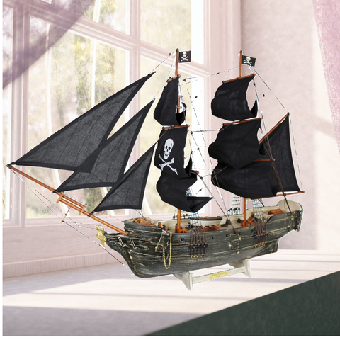 Großes Segelschiff, Schiffsmodell- Piraten- Antikdesign- Shabbylook