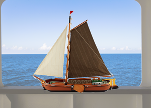 Plattboot, Schiffsmodell, Segler, Flachboot Holz 75 cm