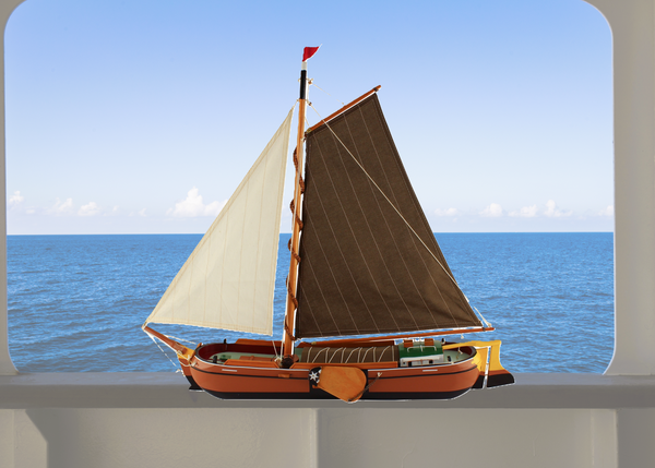 Plattboot, Schiffsmodell, Segler, Flachboot Holz 75 cm