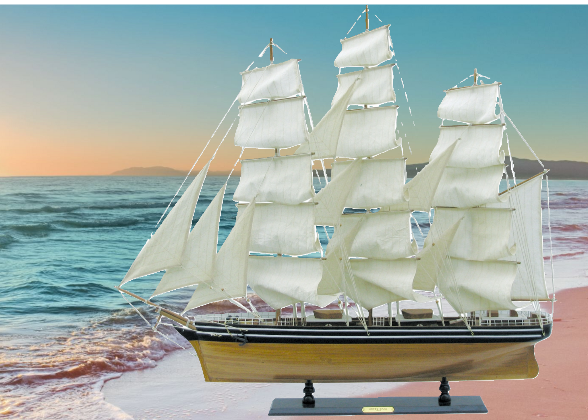 Großes Segelschiff, Schiffsmodell Segler Holz 107 cm