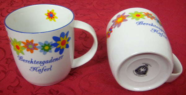 Porzellan- Tasse, Kaffeepott, Becher - Berchtesgaden- Blumen - deutsches Produktdesign