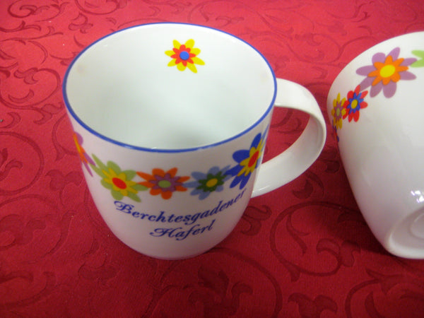 Porzellan- Tasse, Kaffeepott, Becher - Berchtesgaden- Blumen - deutsches Produktdesign