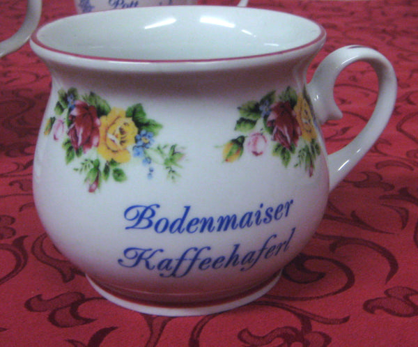 Porzellan - Tasse, Kaffeepott, Kugel Becher- Bodenmais- Motiv Rosenranke