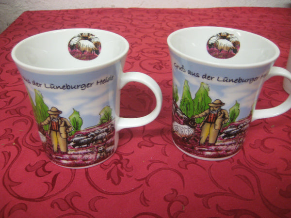 2 Stück- Porzellan- Tasse, Kaffeepott, Becher - konisch Lüneburg - Schafe -deutsches Produktdesign