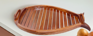 Tablett Fisch aus Holz mit Tragegriffen 65 cm