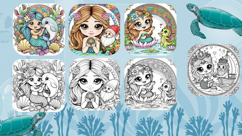 40 Malvorlagen- Meerjungfrau Mandalastil- versandkostenfrei