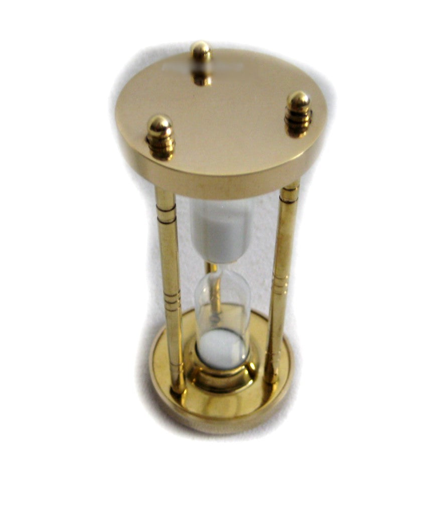 Pequeño reloj de arena decorativo de latón H 10 cm - 3 min 