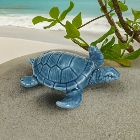 Tortuga pequeña - vidriada - figura decorativa marítima 