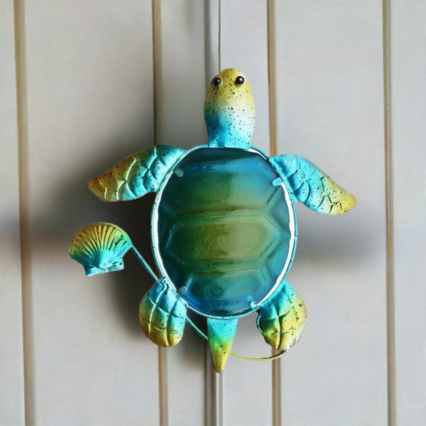 Mural/percha de metal y vidrio - pintado - 25 cm - tortuga, tortuga 