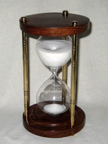 Großes, dekoratives Stundenglas, Sanduhr 60 min Höhe 22,5 cm, Messing, Holz