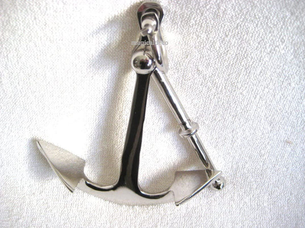 Massiver Stockanker- Anker mit Schäkel aus Messing, vernickelt- 13 cm- Briefbeschwerer