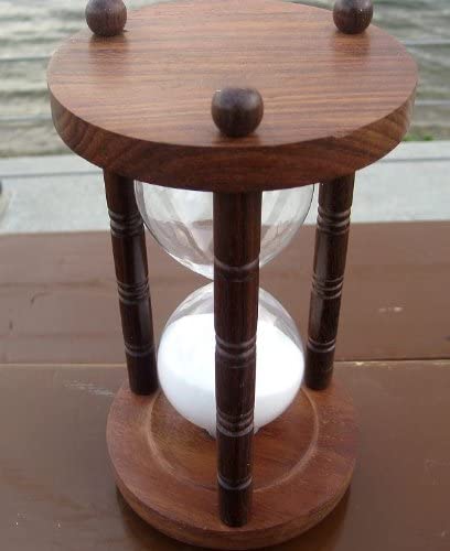 Edle Sanduhr Stundenglas Holzsäulen 30 min Höhe 18 cm
