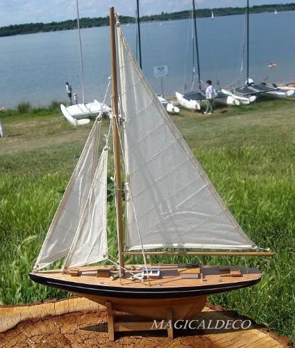 Geschenkset bestehend aus Segelyacht, kleine Schiffsglocke mit Steuerrad+ XL 3,4 m Fischernetz