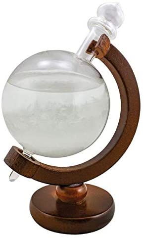 Sturmglas/Barometer/Wetterglas auf Holz- 21,5 cm- Globusform