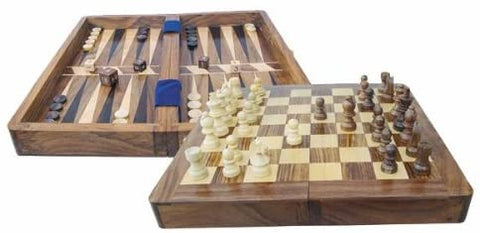 Schach und Backgammon im Holzkasten