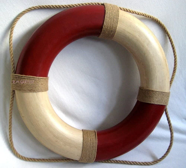 Maritime Deko- Großer Rettungsring- rot/Creme im Antiklook bemalt- 36 cm