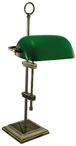 Schreibtisch/Bankierlampe Messing brüniert- anlaufgeschützt- kein polieren- Glasschirm