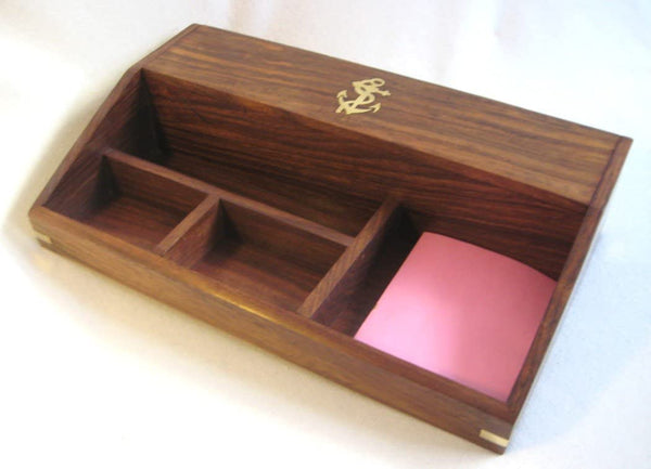 Utensilien -Box aus Holz mit Messingintarsien- Anker- 750 g