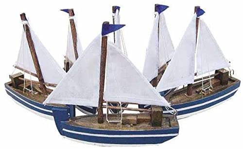 4er Set- Schiffsmodell/Segler/Segelboot aus Holz mit Stoffsegeln