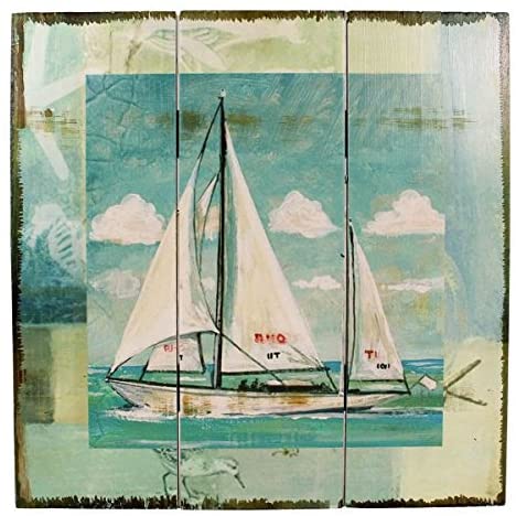 Wandbild maritim- Segelboot- Holz- Shabby