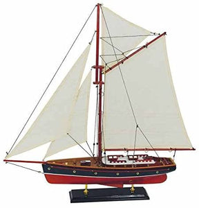 Dekorative Yacht, Segelschiff, Schiffsmodell Segelyacht aus Holz mit Stoffsegeln