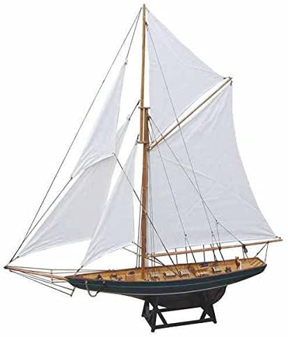 93 cm- Große, dekorative Yacht, Segelschiff, Schiffsmodell Segelyacht aus Holz mit Leinensegel