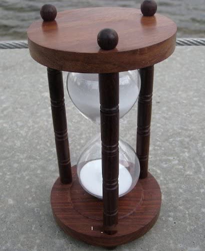 Edle Sanduhr Stundenglas Holzsäulen 5 min Höhe 15,5 cm
